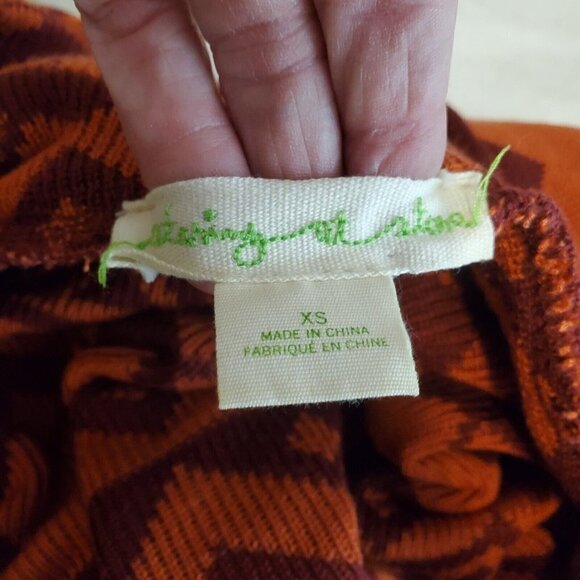 Staring at Stars Cardigan Sweater XS Orange Boho Southwestern Aztec Waterfall - Picture 3 of 11